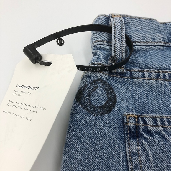 NWT Current/Elliott High Waist Letter Print Denim Mini Skirt 26 - Picture 5 of 7